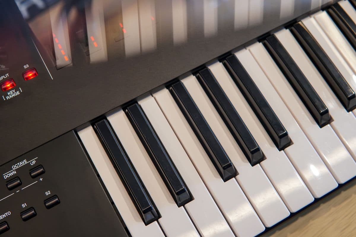 Piano keys in a music studio