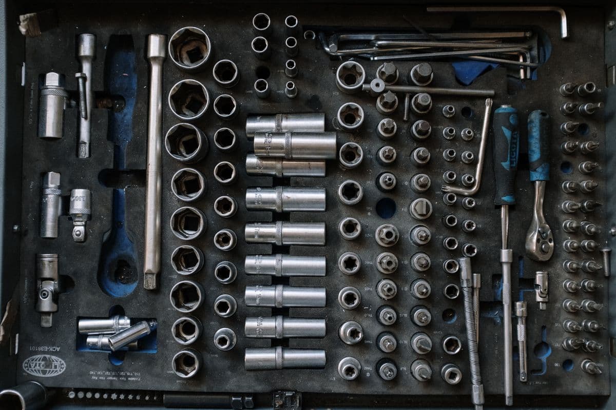 A flatlay of trade tools
